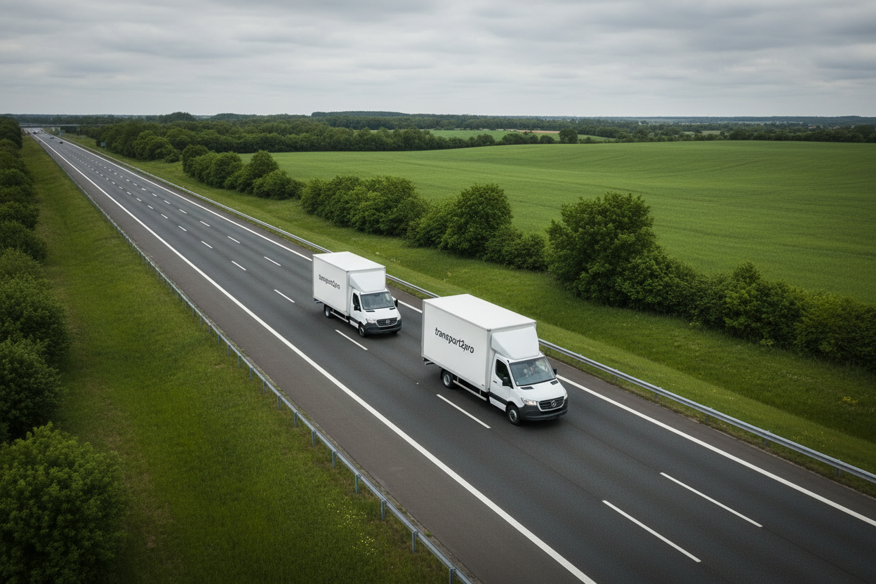 Dwa busy transport2pro jeden za drugim na autostradzie