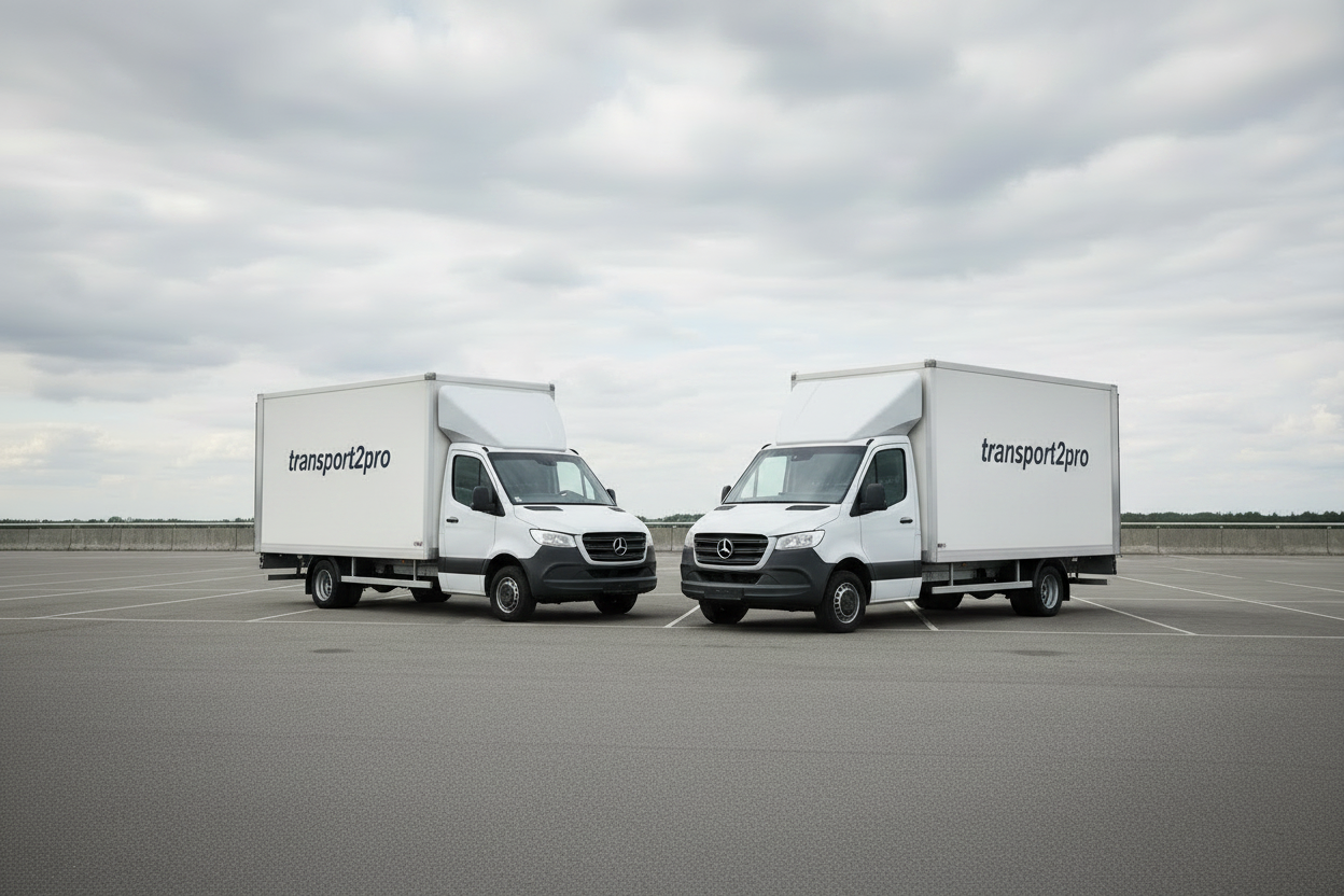 Dwie furgonetki z logo transport2pro